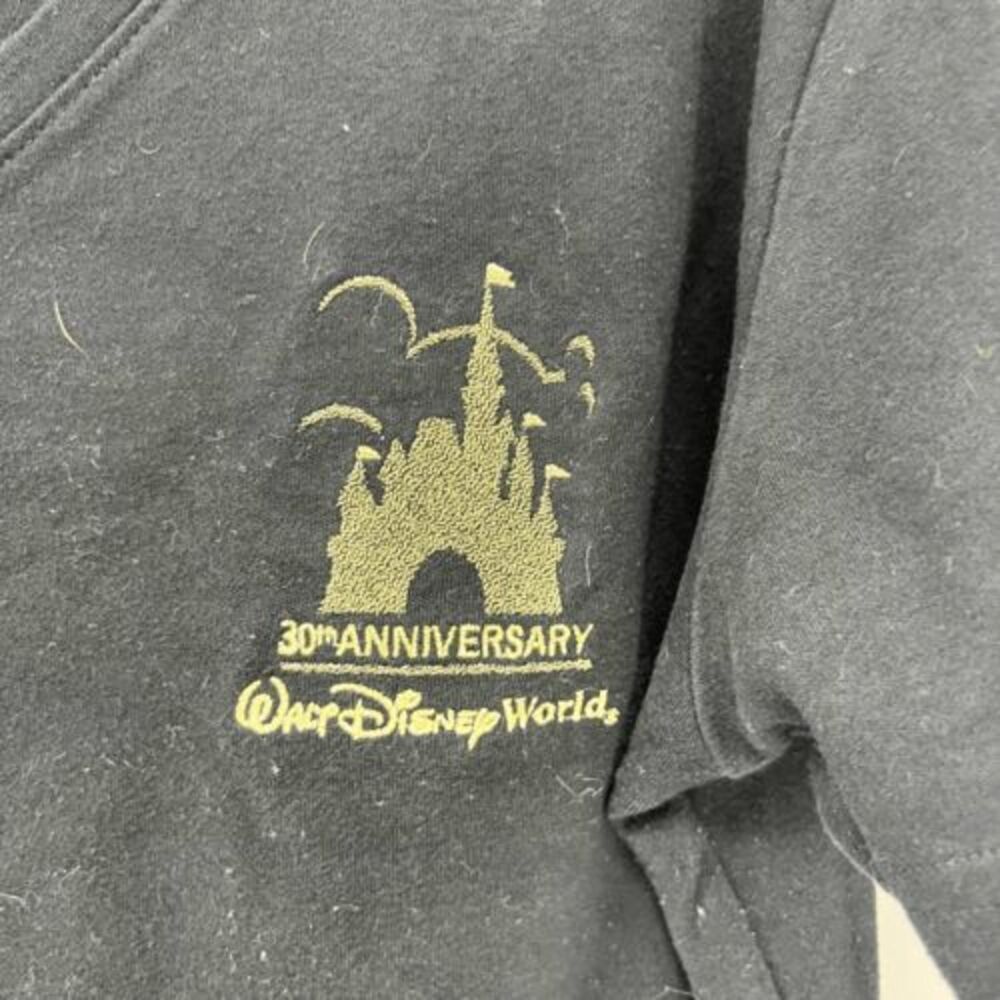 Vintage Disney World 30th Anniversary V-Neck T-Shirt Black‎ Castle Graphic - Picture 3 of 7